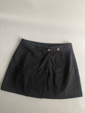 Black Denim Wrap Mini Skirt Snap Button Adjustable Y2K Size S